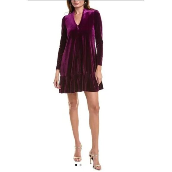 Taylor Dresses & Skirts - Taylor Velvet Trapeze Dress Purple Ruffled Whimsigoth Victorian Boho size 12